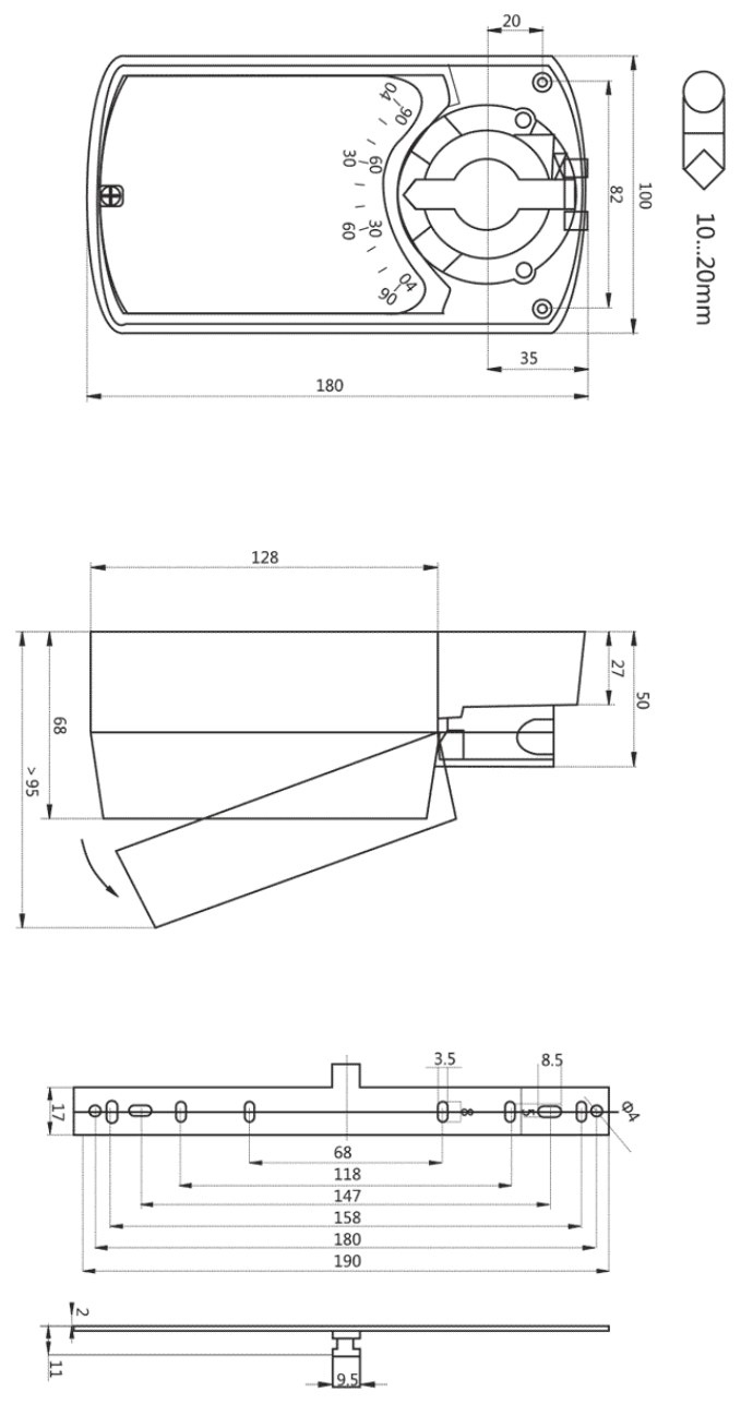 Электропривод Нанотек SM 24 B (16 Н·м, без пружины)